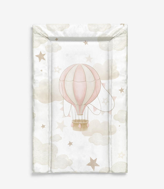 Single Hot Air Balloon, Pink and Beige - Baby Changing Mat
