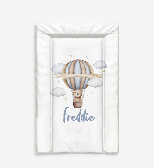 Personalised Hot Air Balloon, Blue - Baby Changing Mat