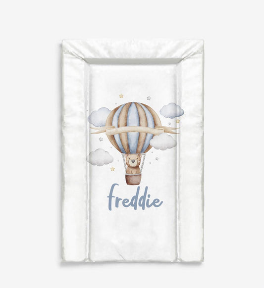 Personalised Hot Air Balloon, Blue - Baby Changing Mat