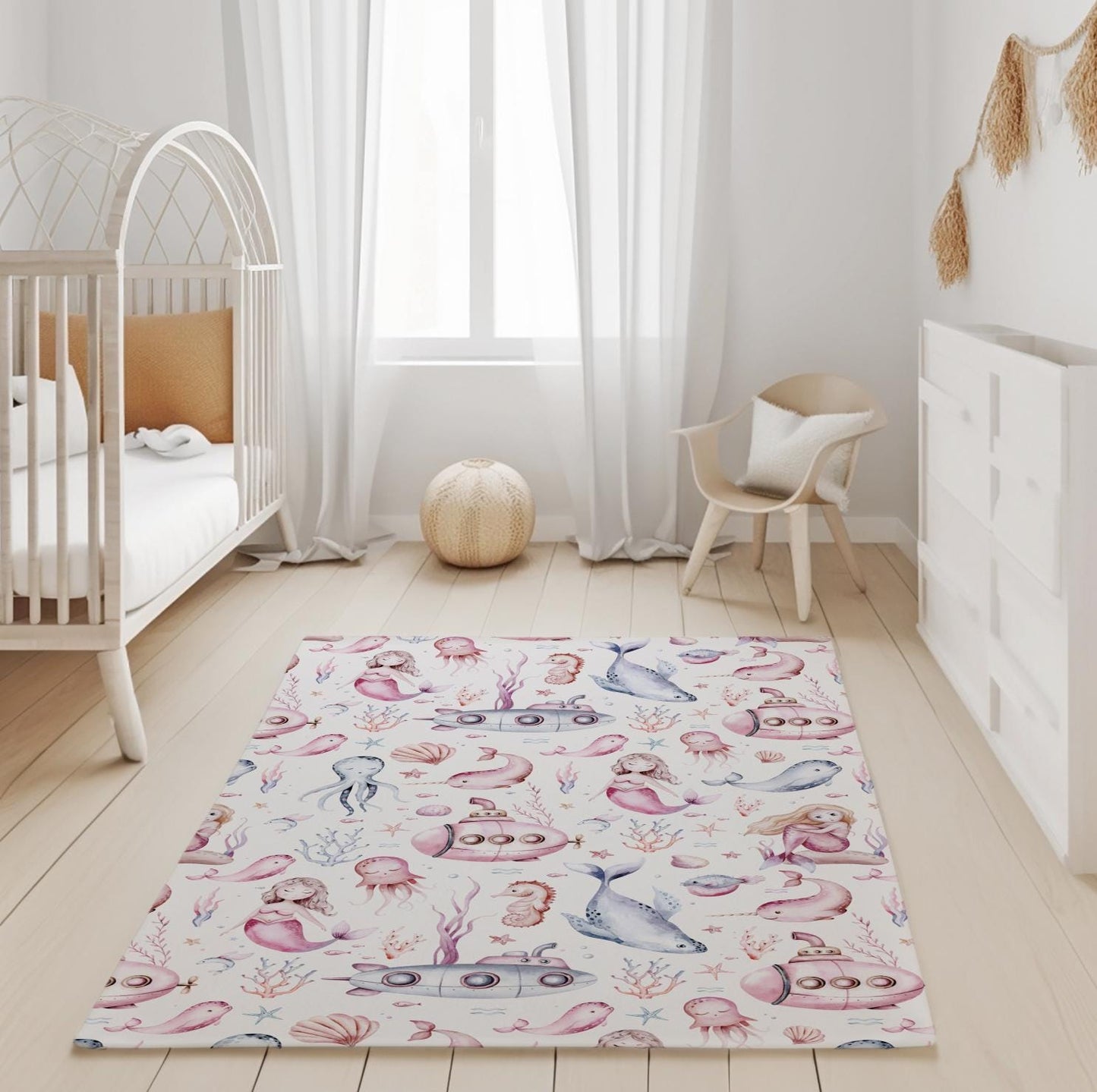Pink Mermaids and Ocean - Rug