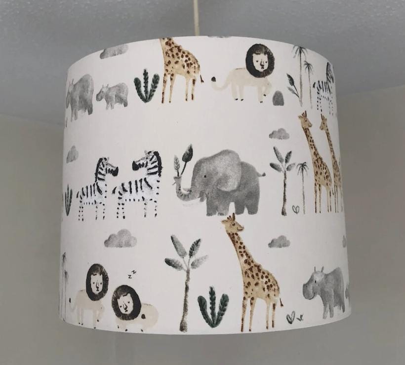 Safari Zebra, Elephant, giraffe - Lampshade