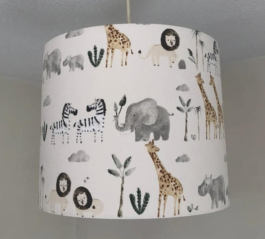 Safari Zebra, Elephant, giraffe - Lampshade