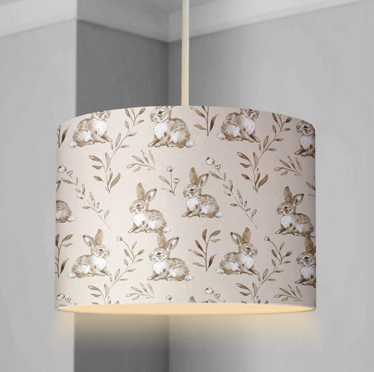 Woodland Bunnies, Beige - Lampshade