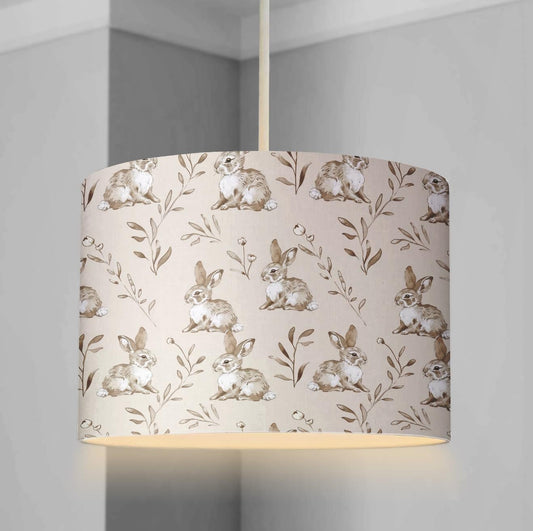 Woodland Bunnies, Beige - Lampshade