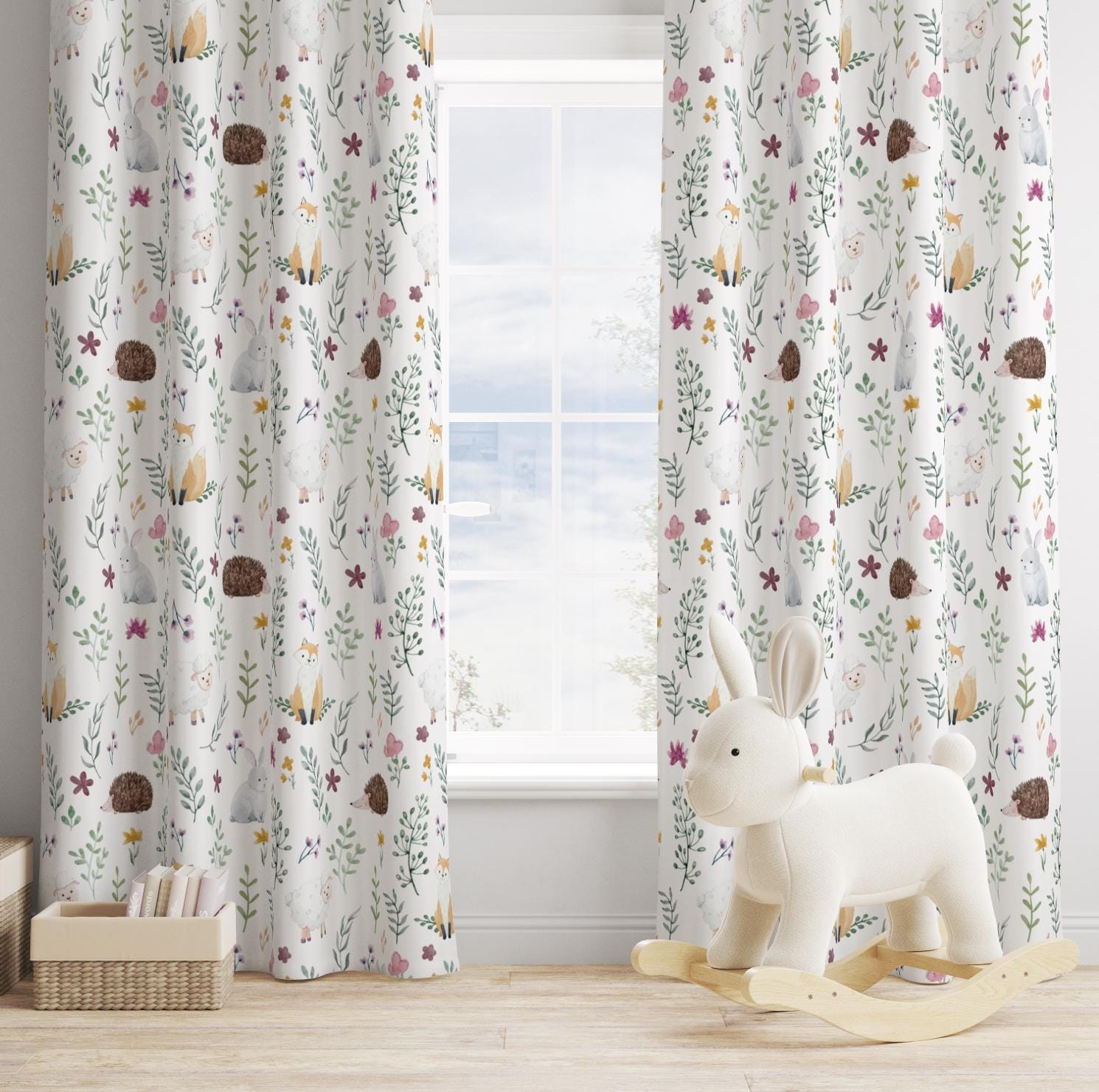 Woodland Foxes Animal Curtains, Nursery Curtains Blackout or Non Blackout, Curtains with Eyelets, Woodland, READY TO POST