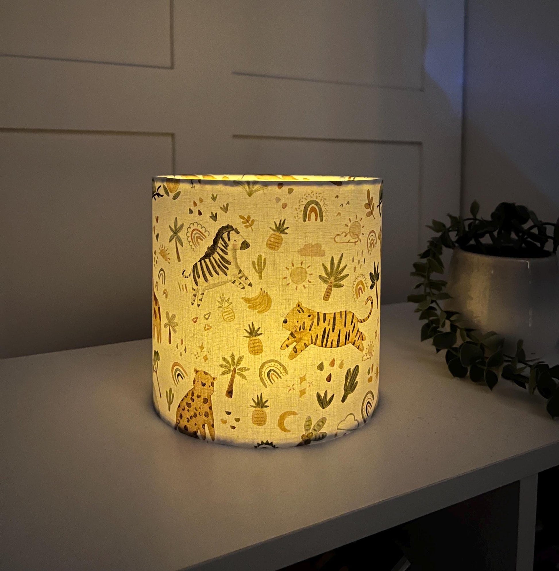NIGHT LIGHT - Kids night light, Safari Doodle Design - Childrens Room lantern with LED Candle effect, Kids bedside light lantern, Kids decor