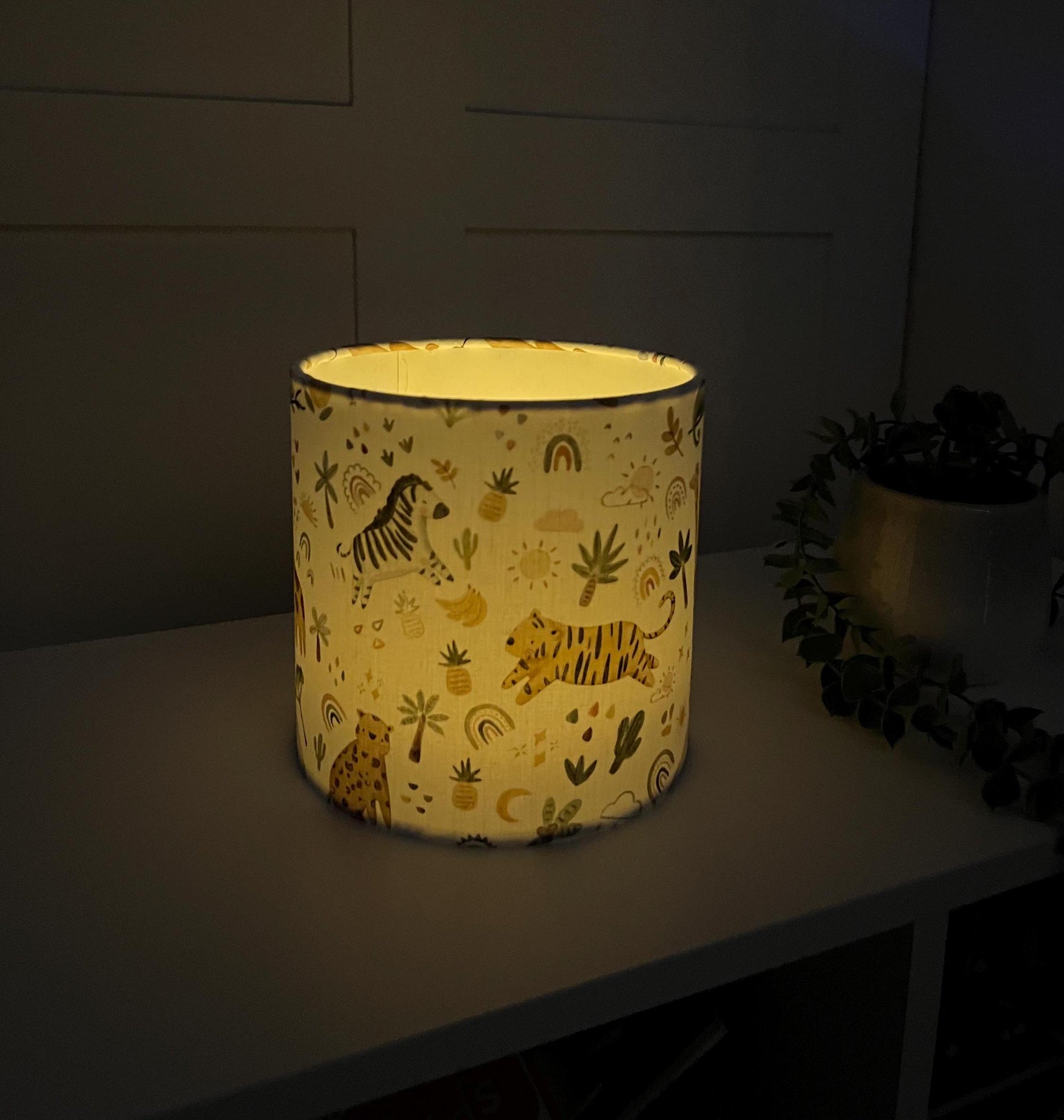 NIGHT LIGHT - Kids night light, Safari Doodle Design - Childrens Room lantern with LED Candle effect, Kids bedside light lantern, Kids decor