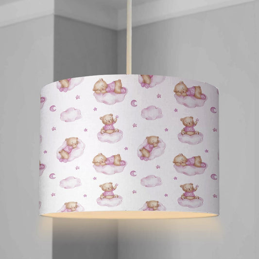 Bears on Clouds, Pink - Lampshade