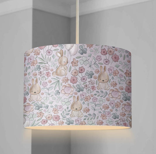 Woodland Bunnies and Balloons - Lampshade