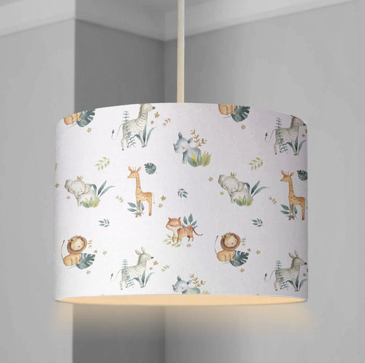 Safari Animals (With Leaves) - Lampshade