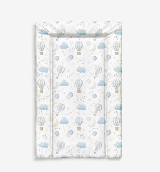 Multiple Hot Air Balloons, BLUE + CLOUDS - Baby Changing Mat