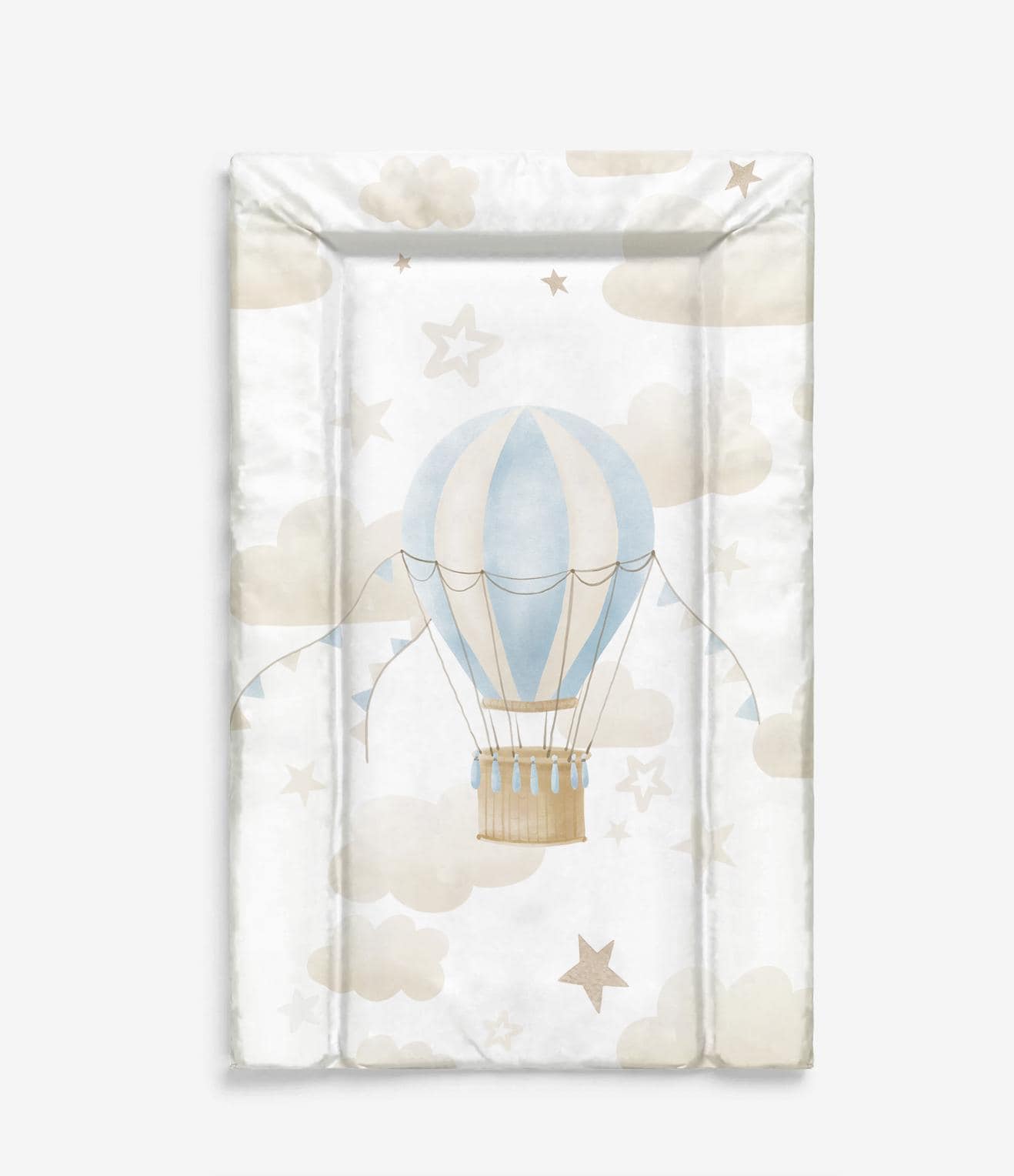 Single Hot Air Balloon, Blue and Beige - Baby Changing Mat