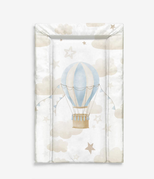 Single Hot Air Balloon, Blue and Beige - Baby Changing Mat
