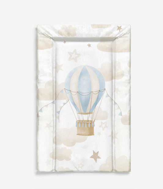 Single Hot Air Balloon, Blue and Beige - Baby Changing Mat