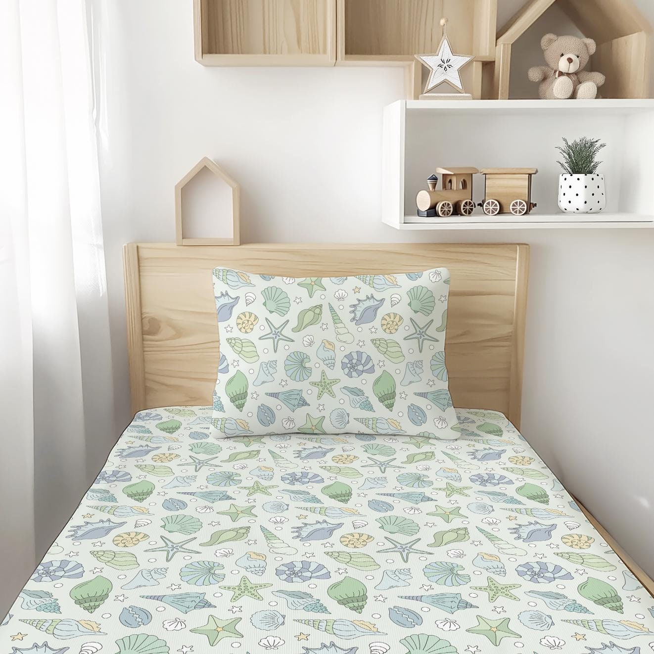 Green, Blue and Yellow Ocean Seashell - Bedding