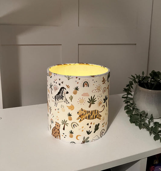 NIGHT LIGHT - Kids night light, Safari Doodle Design - Childrens Room lantern with LED Candle effect, Kids bedside light lantern, Kids decor