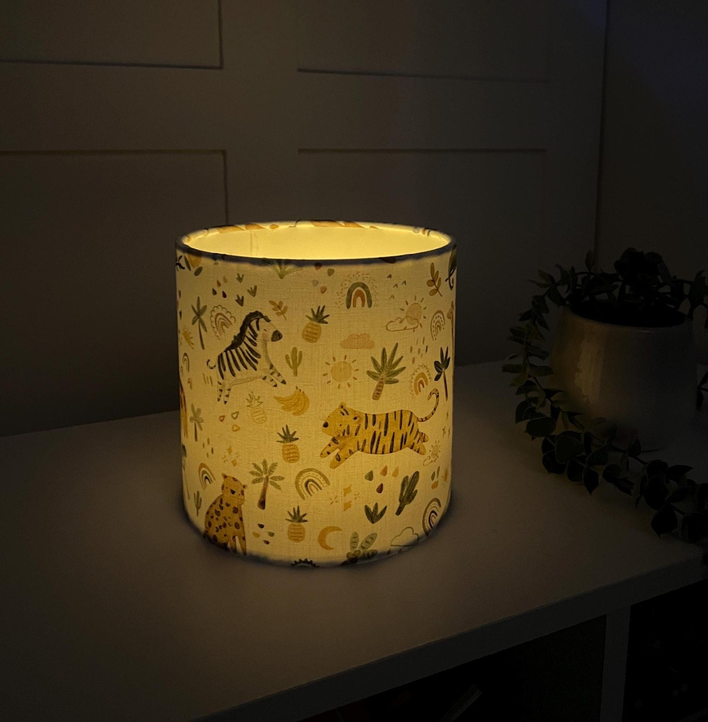 NIGHT LIGHT - Kids night light, Safari Doodle Design - Childrens Room lantern with LED Candle effect, Kids bedside light lantern, Kids decor