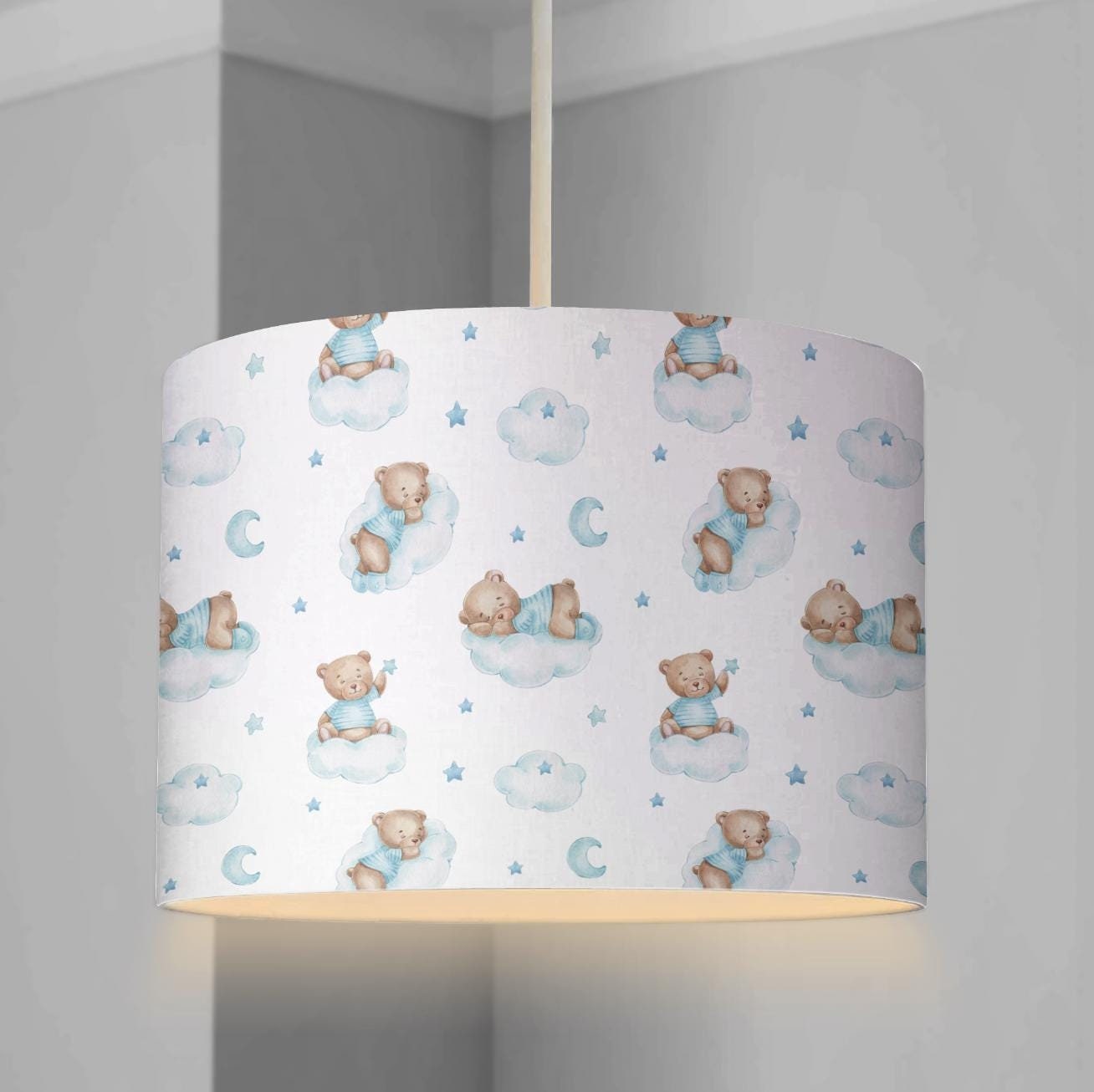 Bear in the Clouds, Blue - Lampshade