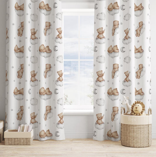 Brown Bears on Clouds - Curtains (Standard or Blackout)
