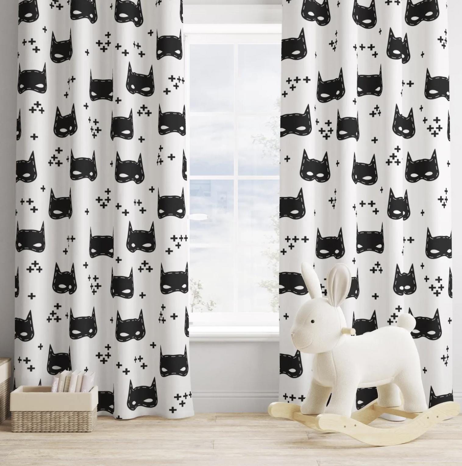 Black Bat Mask - Curtains (Standard or Blackout)