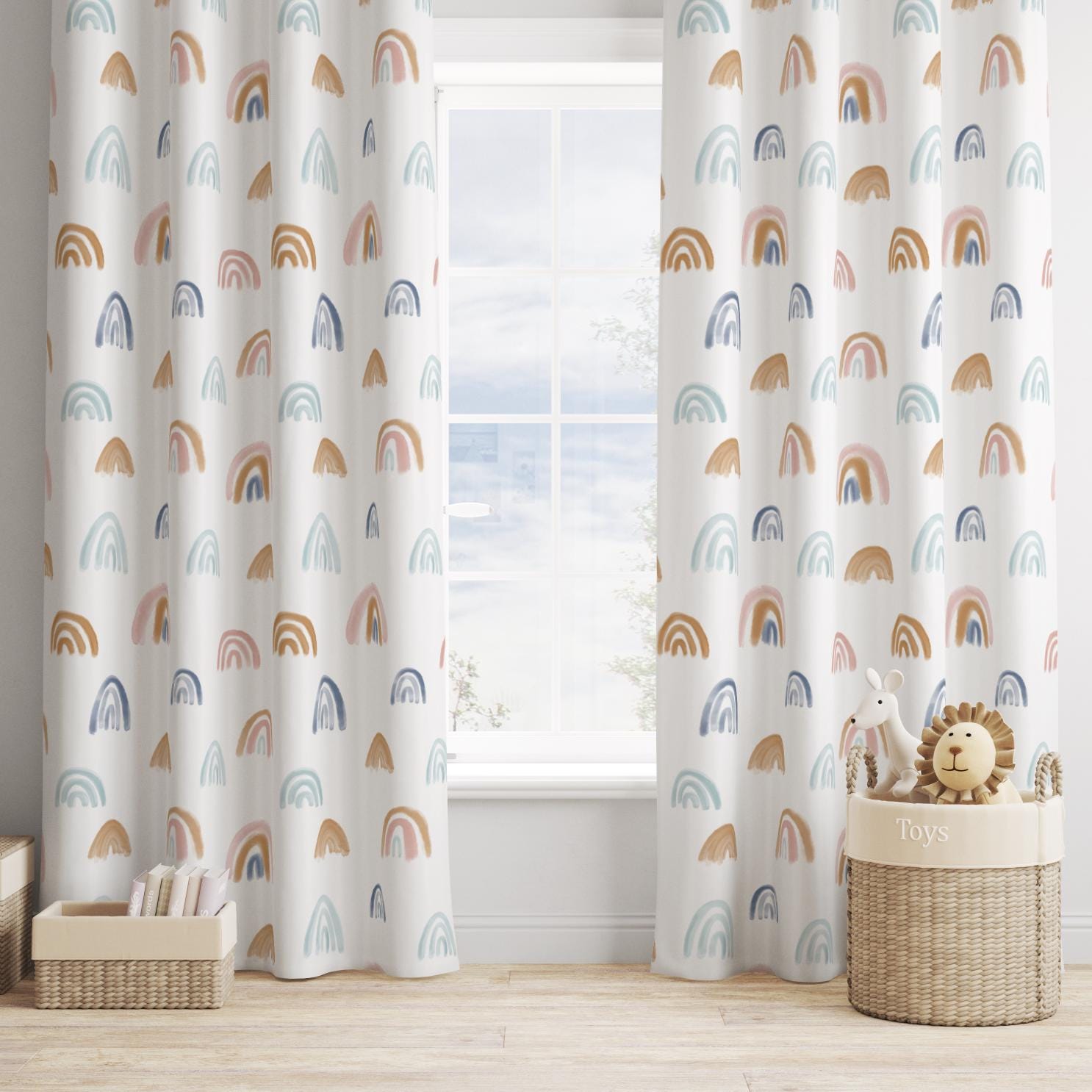 Watercolour Colourful Rainbow - Curtains (Standard or Blackout)