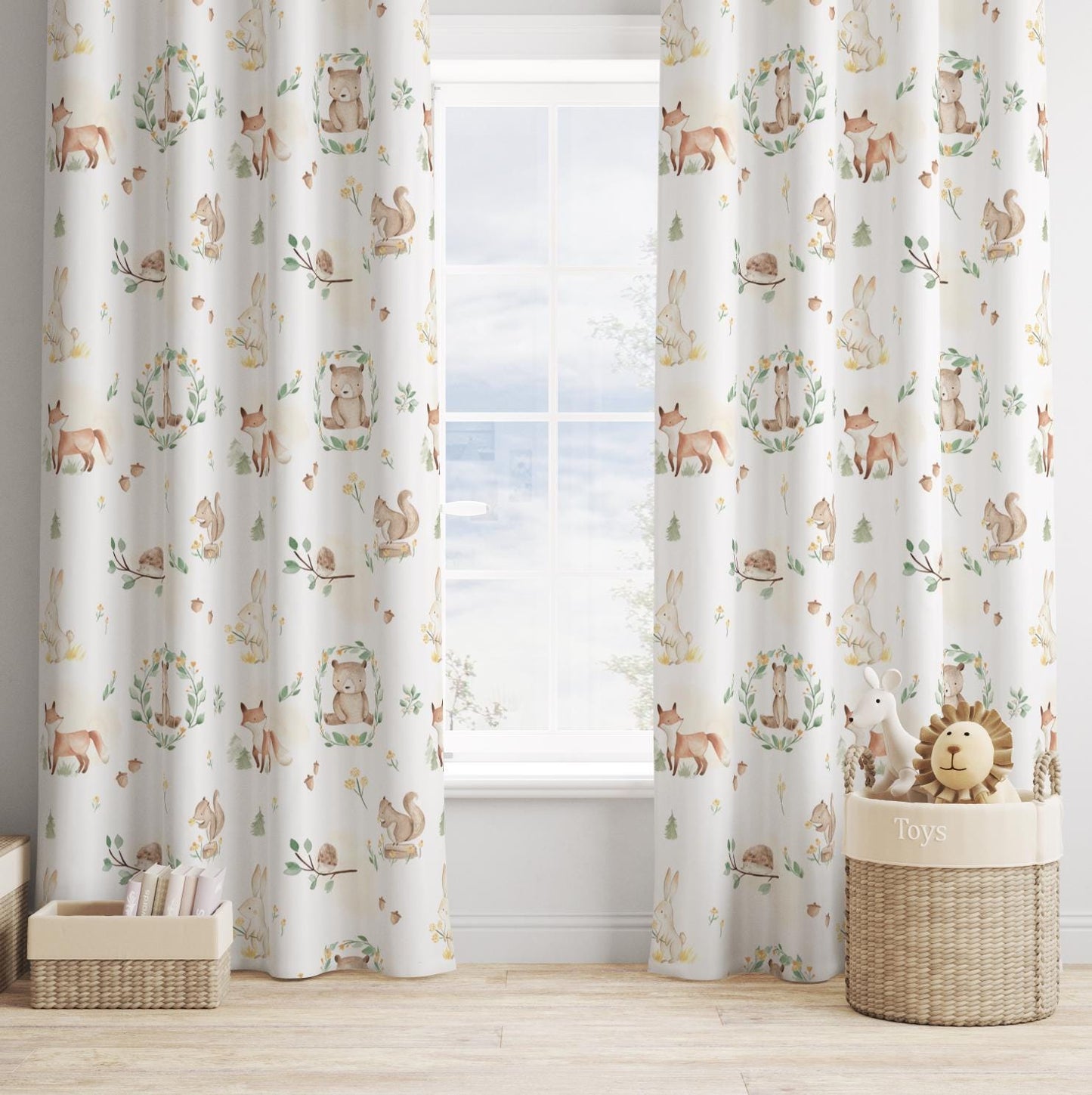 Woodland Bear Animals - Curtains (Standard or Blackout)