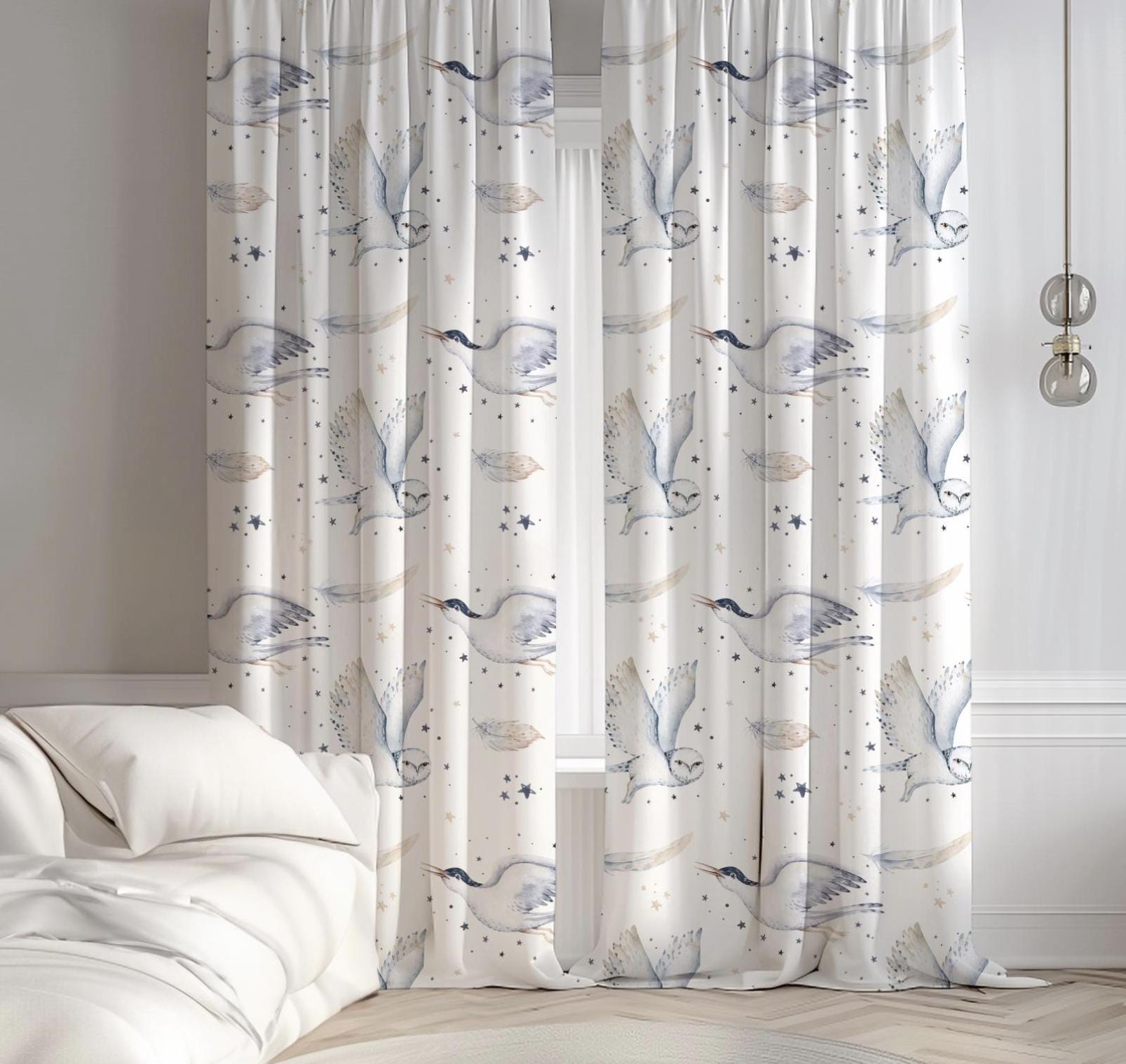 Magical Owl and Birds - Curtains (Standard or Blackout)