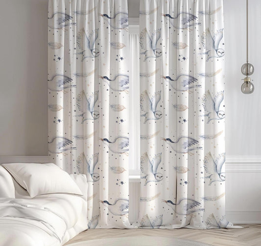 Magical Owl and Birds - Curtains (Standard or Blackout)
