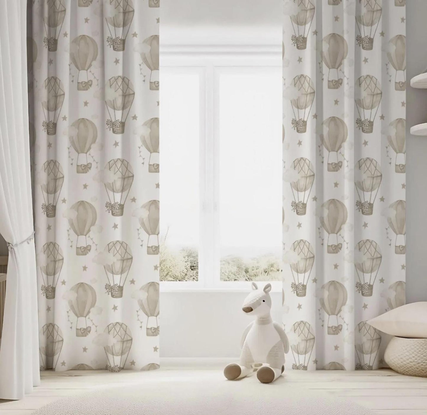 Multiple Hot Air Balloons, Beige - Curtains (Standard or Blackout)r