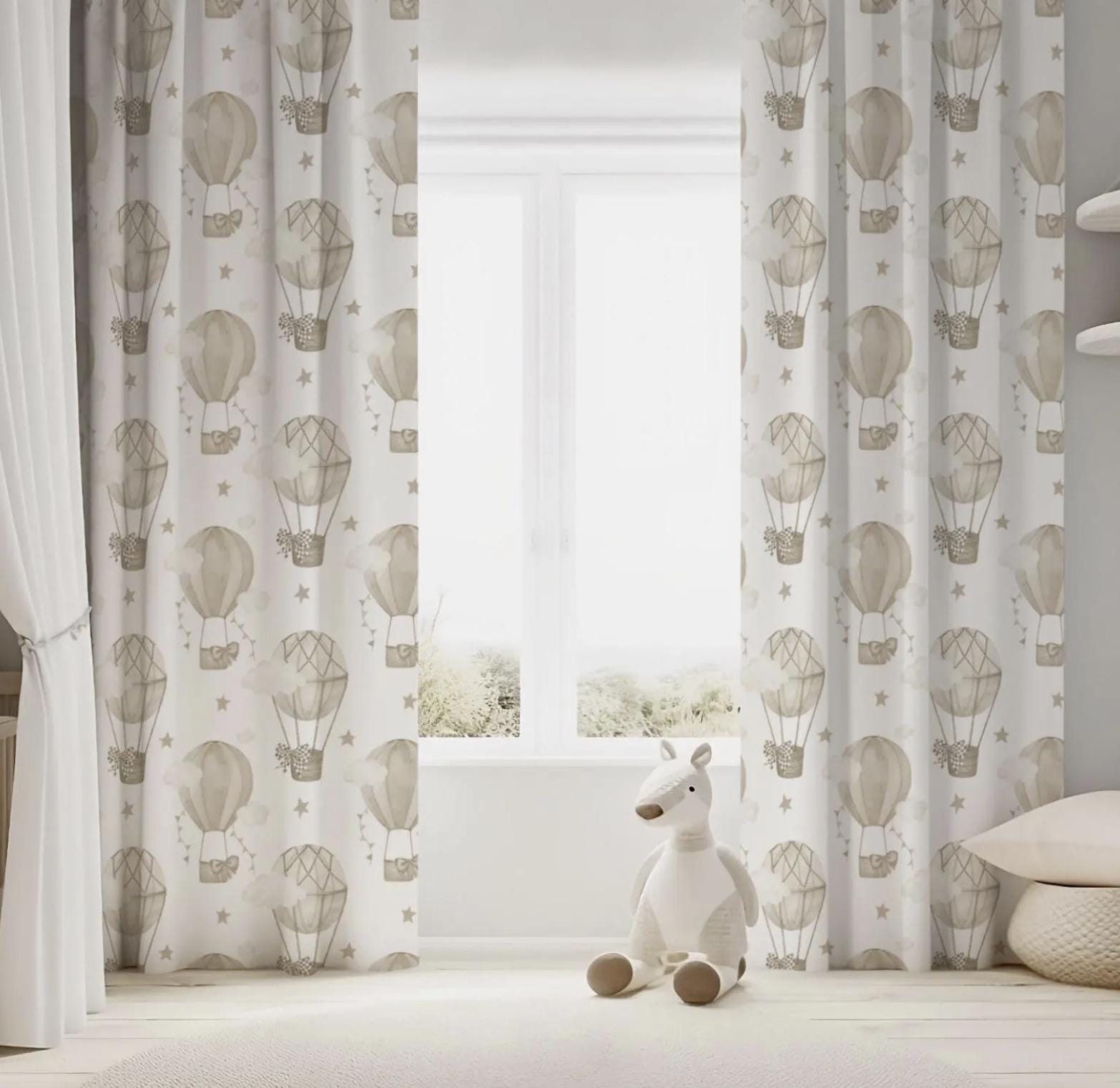 Multiple Hot Air Balloons, Beige - Curtains (Standard or Blackout)r