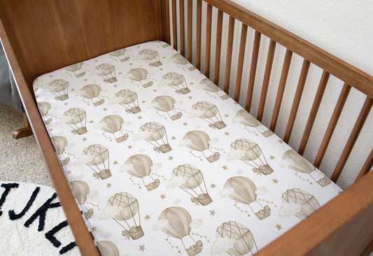 Multiple Hot Air Balloons - Beige Bedding, Hot Air Balloons Decor, Duvet Covers, Fitted Sheets, Children's Room Decor, Bedding, Kids Bedding