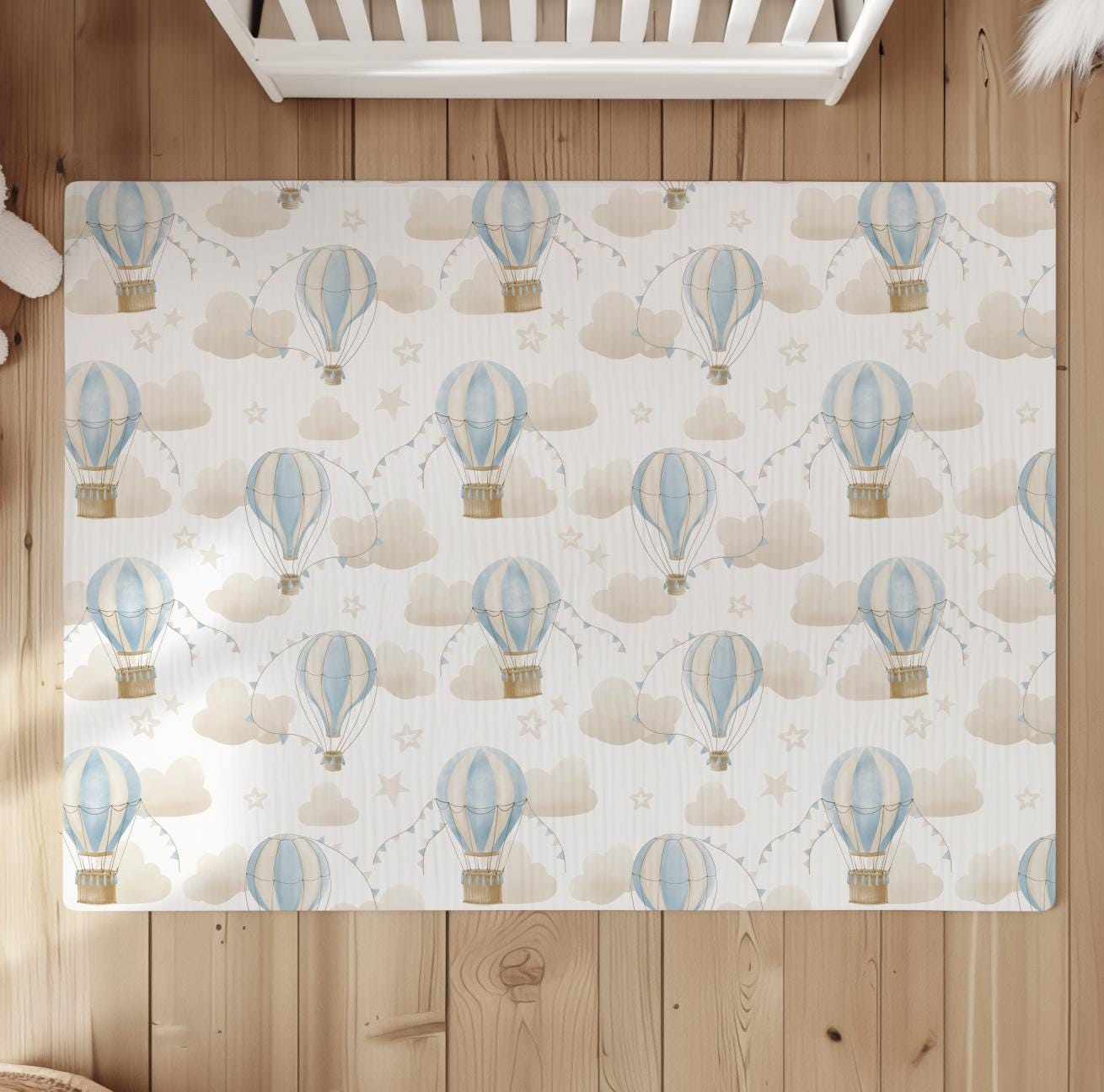Multiple Hot Air Balloons, Blue - Rug