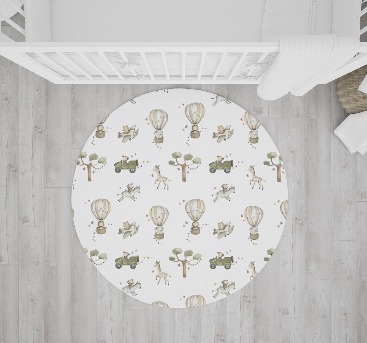 Hot Air Balloons With Safari Animals - Rug