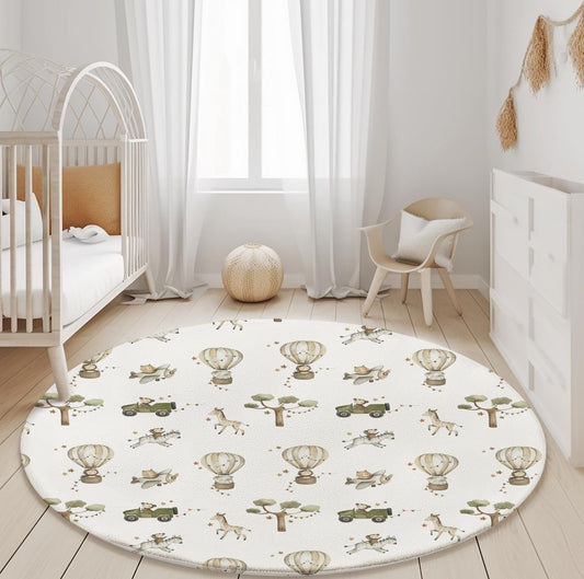 Hot Air Balloons With Safari Animals - Rug