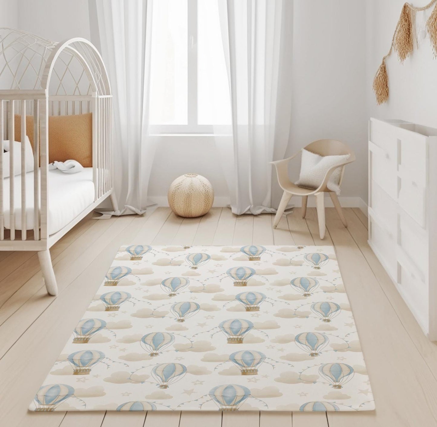 Multiple Hot Air Balloons, Blue - Rug