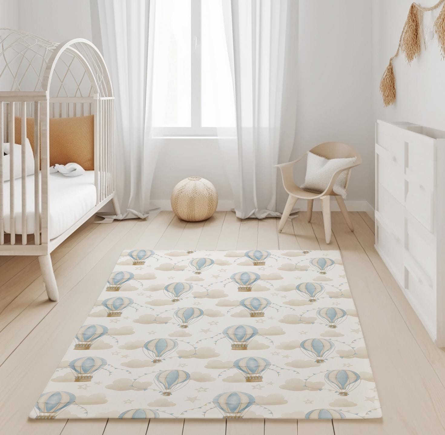 Multiple Hot Air Balloons, Blue - Rug