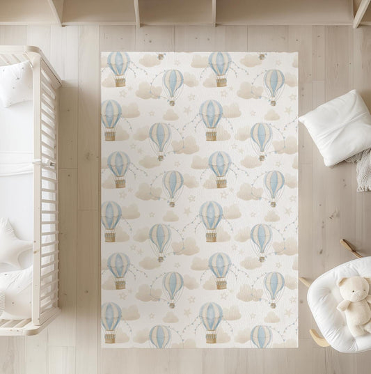 Multiple Hot Air Balloons, Blue - Rug
