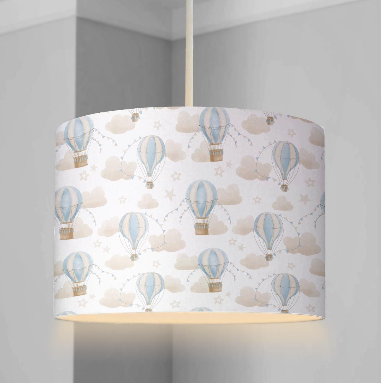 Multiple Hot Air Balloons, Blue - Lampshade