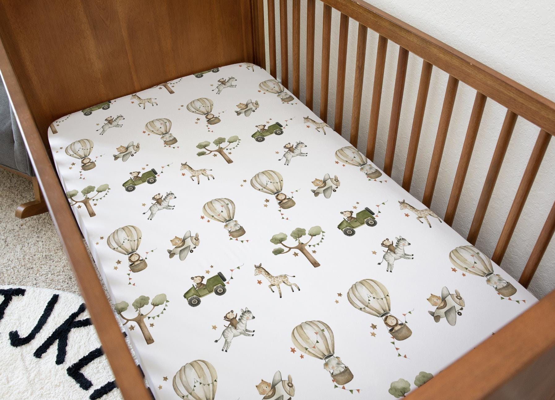 Hot Air Balloons With Safari Animals - Bedding