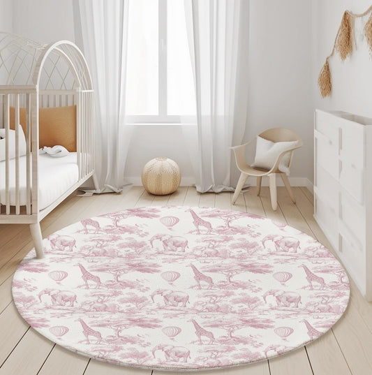 Safari Chinoiserie Toile de Jouy, Pink - Rug