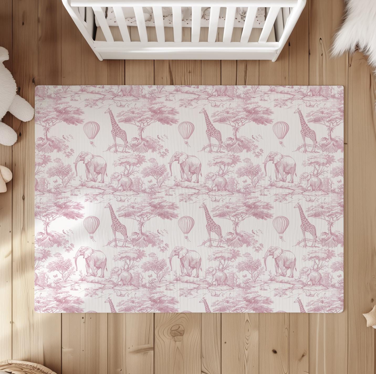 Safari Chinoiserie Toile de Jouy, Pink - Rug