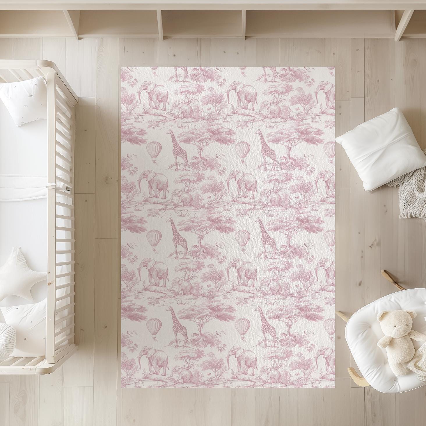 Safari Chinoiserie Toile de Jouy, Pink - Rug