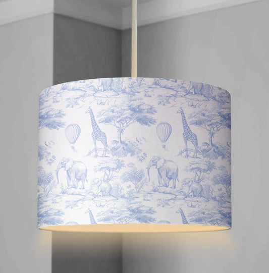 Safari Chinoiserie Toile de Jouy, Blue - Lampshade