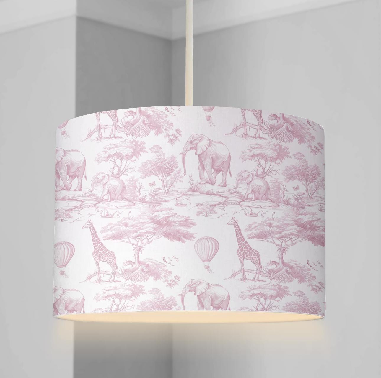 Safari, Chinoiserie Toile de Jouy, Pink - Lampshade