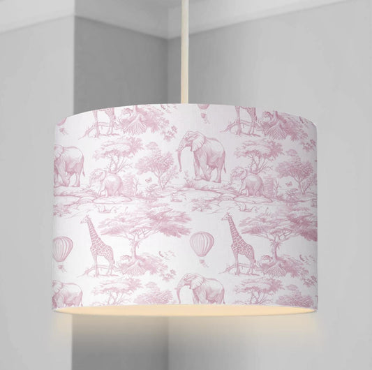 Safari, Chinoiserie Toile de Jouy, Pink - Lampshade