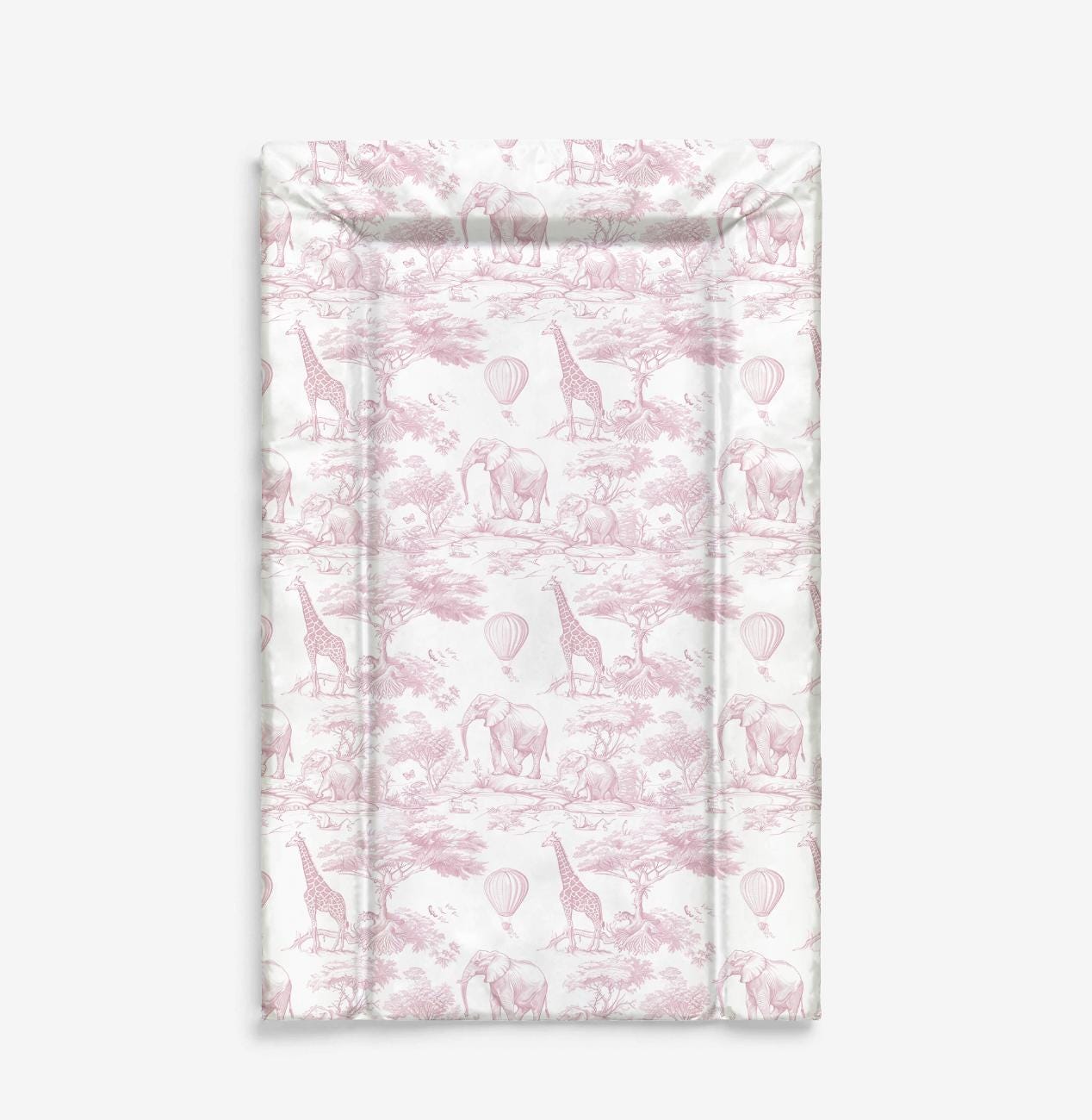 Chinoiserie Toile de Jouy Safari, Pink - Baby Changing Mat