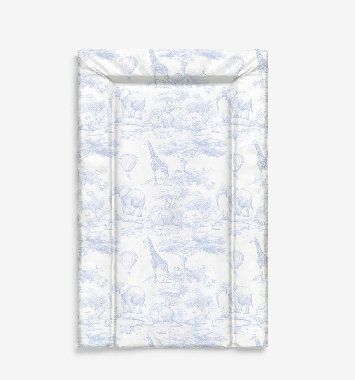 Chinoiserie Toile de Jouy Safari, Blue - Baby Changing Mat