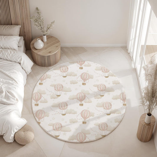 Multiple Hot Air Balloons, Pink - Rug