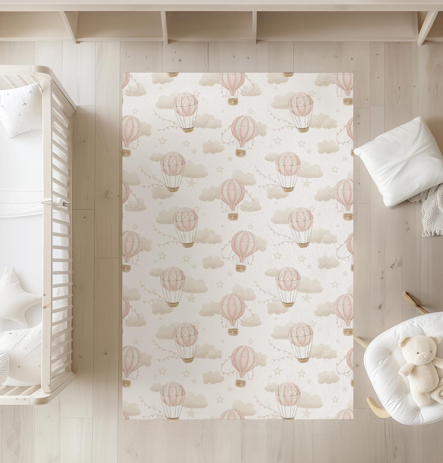 Hot Air Balloons, Pink - Rug