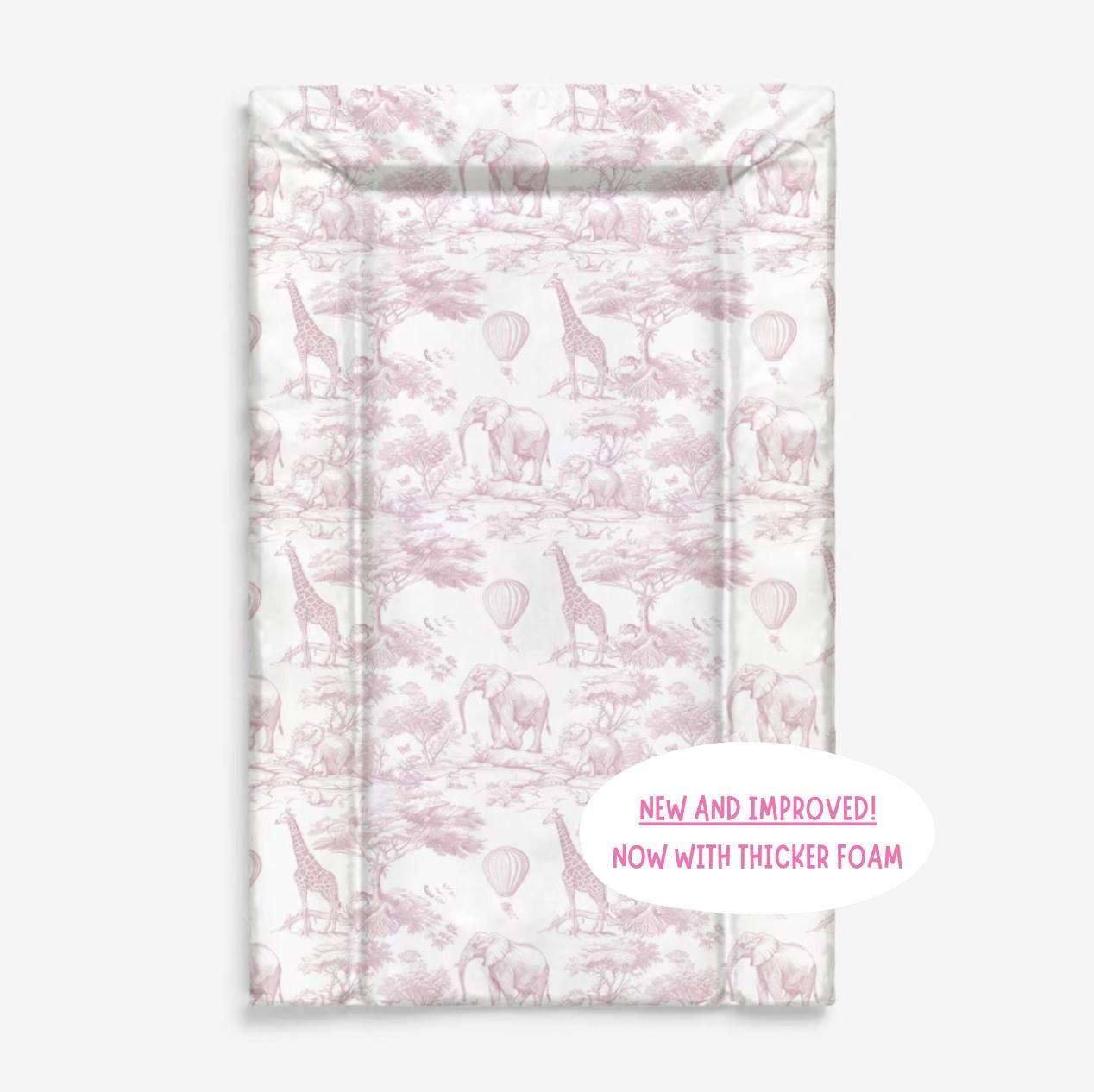 Chinoiserie Toile de Jouy Safari, Pink - Baby Changing Mat